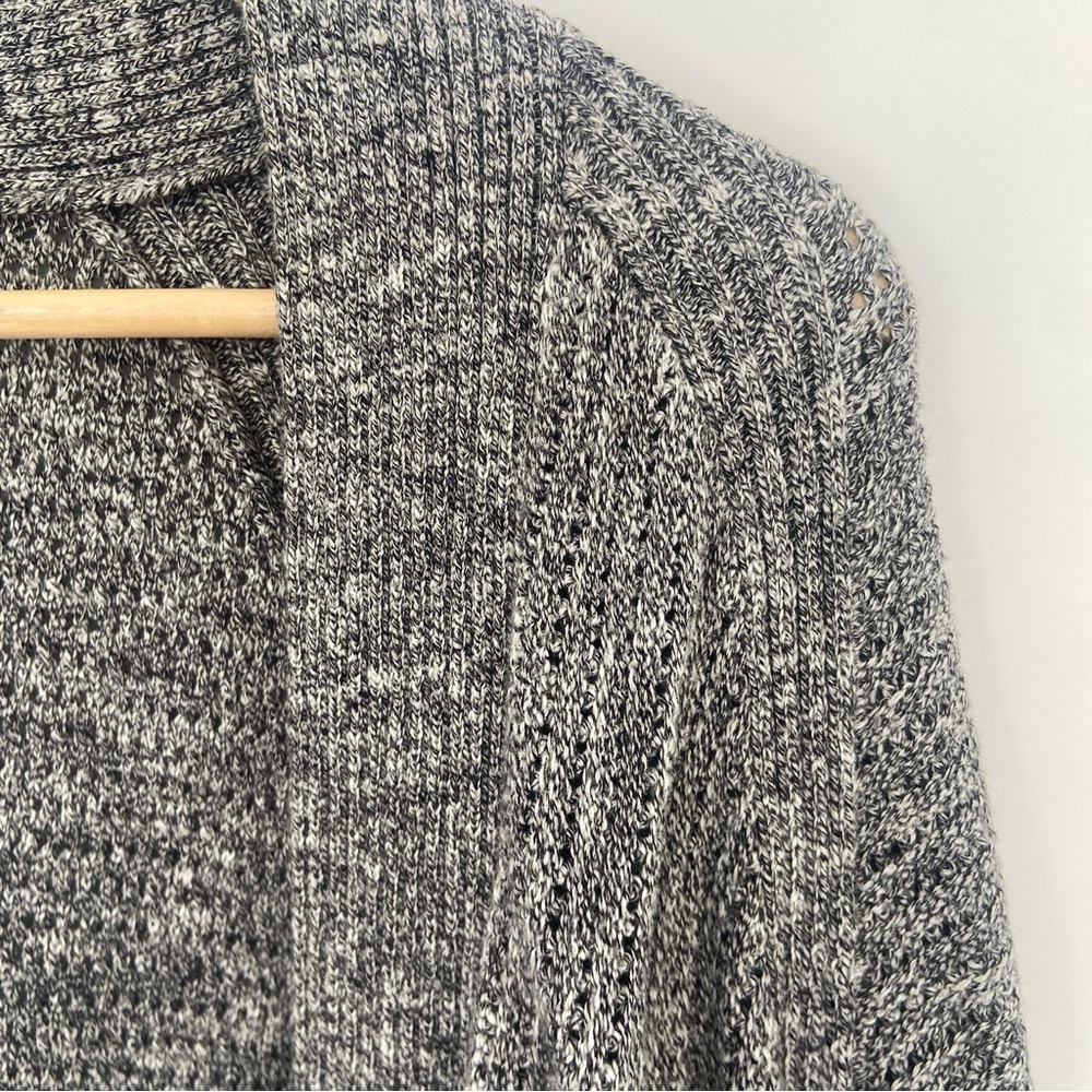 BANANA REPUBLIC MELANGE GREY CHARCOAL OPEN KNIT COTTON CARDIGAN - Picture 8 of 11